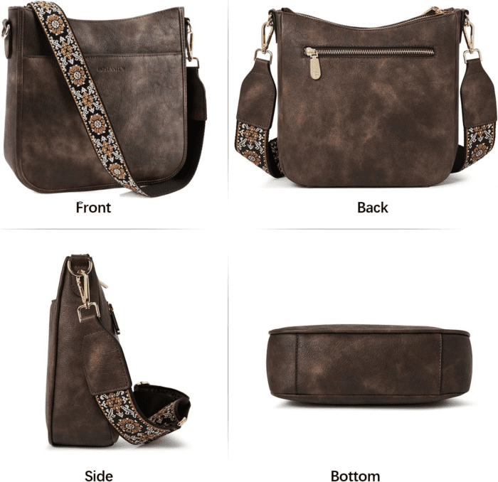 Crossbody Bags for Women Trendy Vegan Leather Hobo Purses Shoulder Handbags with Wide Shoulder Strap - Image 7