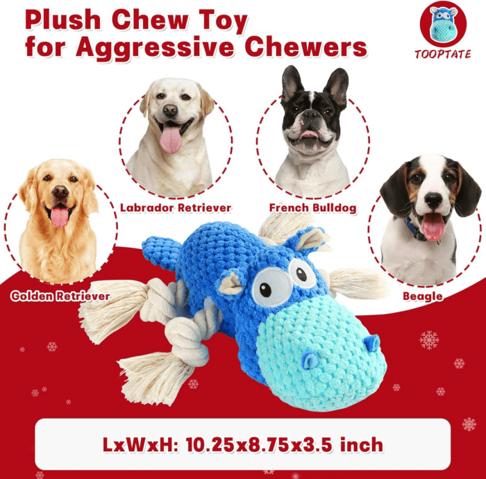 Dog Toys for Aggressive Chewers - Dog Toys to Keep Them Busy Squeaky Dog Toys for Large Dogs (Blue, Medium) - Image 4