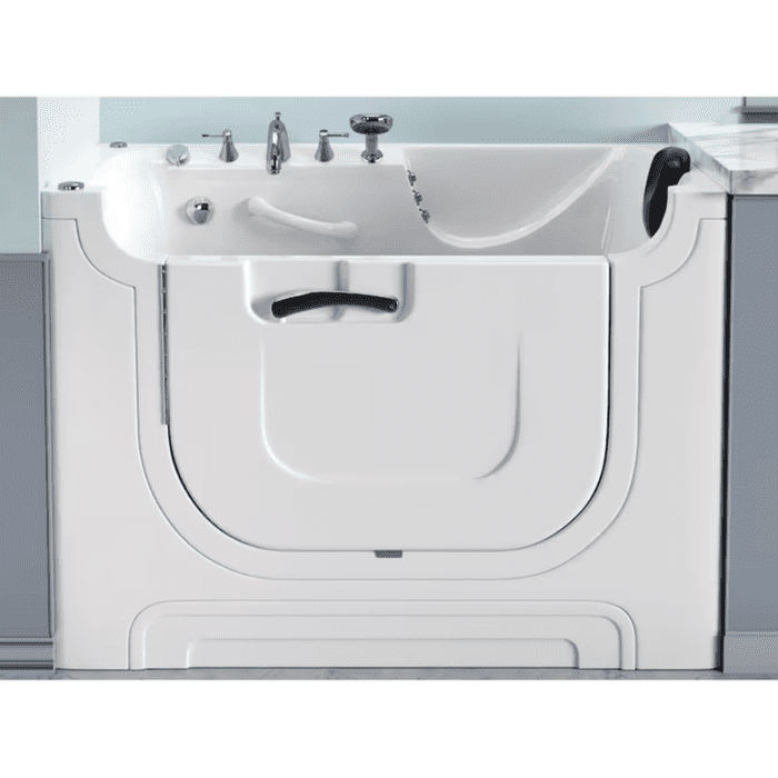 30-In X 60-In White Gel-Coated Fiberglass Walk-In Whirlpool and Air Bath Combination Tub with Faucet, Hand Shower and Drain (Left Drain) - Image 7