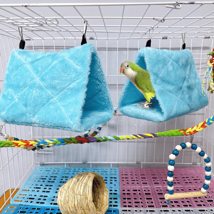 2Pcs Bird Tent Plush Hammock Warm Hut Hanging Nest for Cage 9.4''X5.9''X7.0'' Snuggle Sleeping Bed Parrot Hideaway Cave for Eclectus Parakeet Cockatiels Cockatoo Lovebird - Image 5