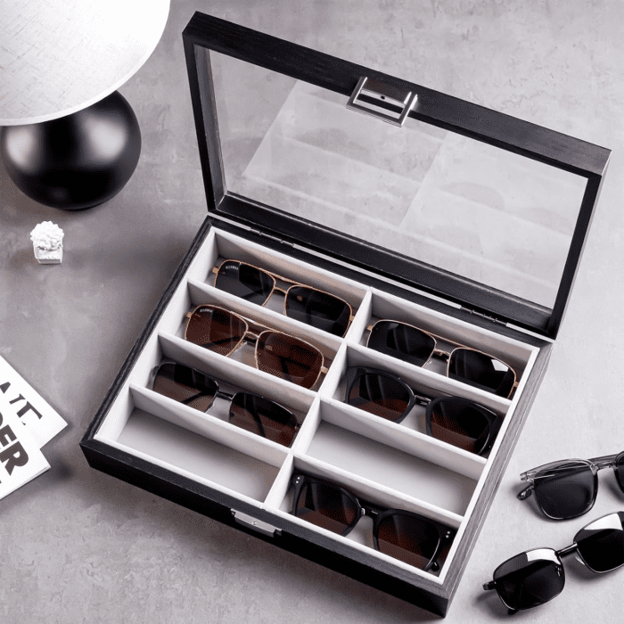 Wooden Sunglasses Organizer Trays for Men Women, Storage Box for Eyewear - Image 2