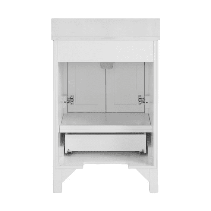 Crest Hill 24-In White Undermount Single Sink Bathroom Vanity with Engineered Carrara Marble Top - Image 13