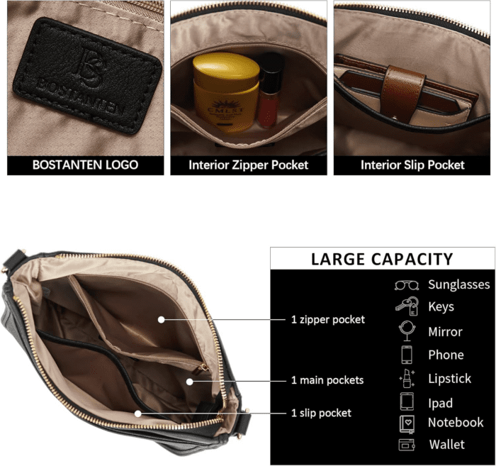 Crossbody Bags for Women Trendy Vegan Leather Hobo Purses Shoulder Handbags with Wide Shoulder Strap - Image 4