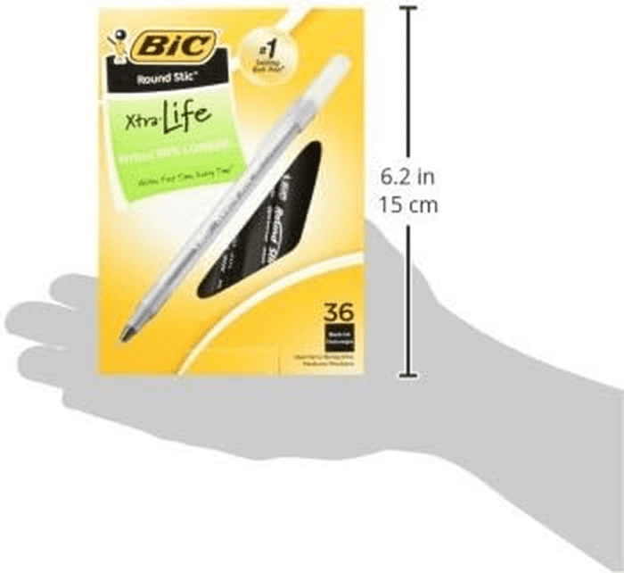 round Stic Xtra Life Black Ballpoint Pens, Medium Point (1.0Mm), 144-Count Pack of Bulk Pens, Flexible round Barrel for Writing Comfort, No. 1 Selling Ballpoint Pens - Image 4