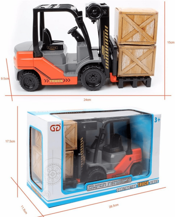 Toy Forklift Truck with Pallet & Cargo - 1:22 Scale Friction Powered Wheels & Manual Lifting Control - Warehouse Lifting Vehicle for Kids Play - Image 7