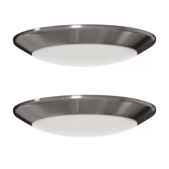 1-Light 7.4-In Brushed Nickel LED Flush Mount Light (2-Pack)