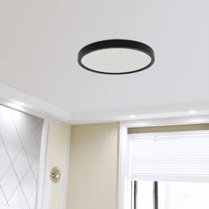 Adjustable Color Temperature 1-Light 13-In Matte Black LED Flush Mount Light - Image 5