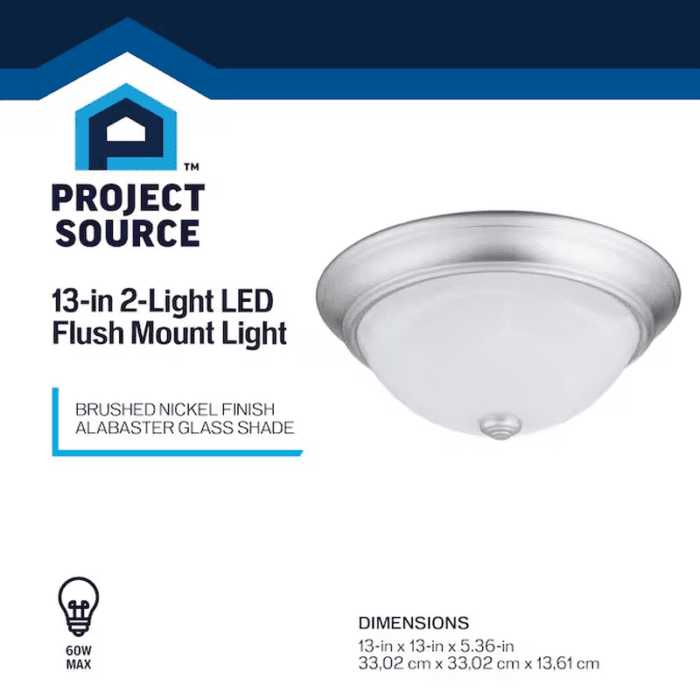 2-Light 13-In Brushed Nickel Led, Flush Mount Light - Image 3