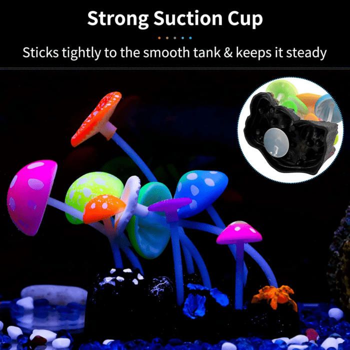 Glowing Effect Artificial Mushroom Aquarium Plant Decor Ornament Decoration for Fish Tank Landscape - Image 4