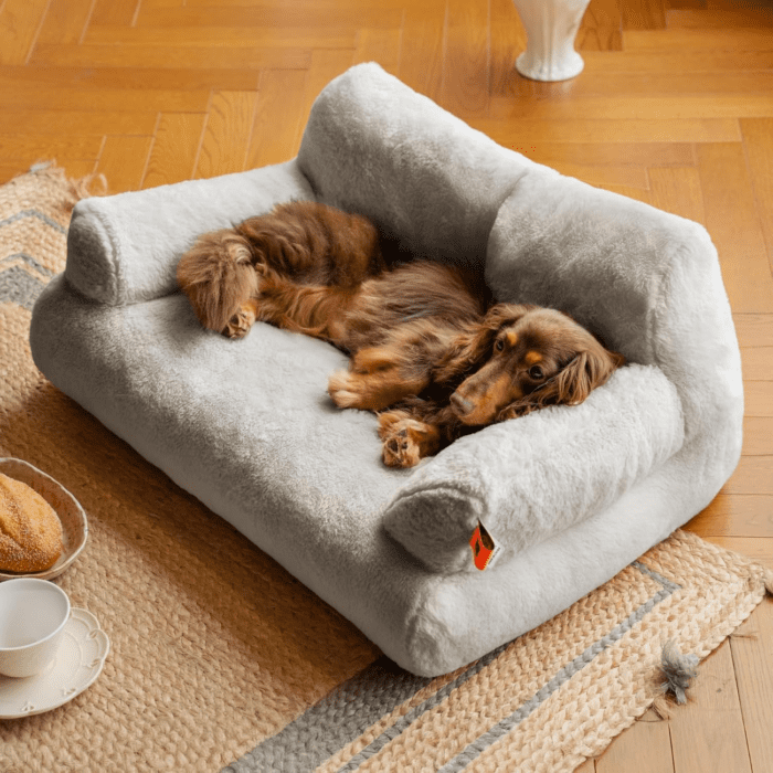 Cat Couch Bed for Indoor Cats, Washable Small Dog Beds for Medium Small Dogs & Cats up to 25 Lbs, Fluffy Pet Beds with Non-Slip Bottom, 26×19×13 Inch (Grey) - Image 5