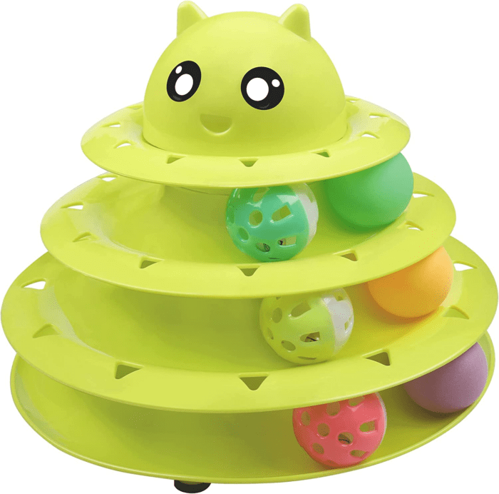 Cat Toy Roller 3-Level Turntable Cat Toy Balls with Six Colorful Balls Interactive Kitten Fun Mental Physical Exercise Puzzle Toys.