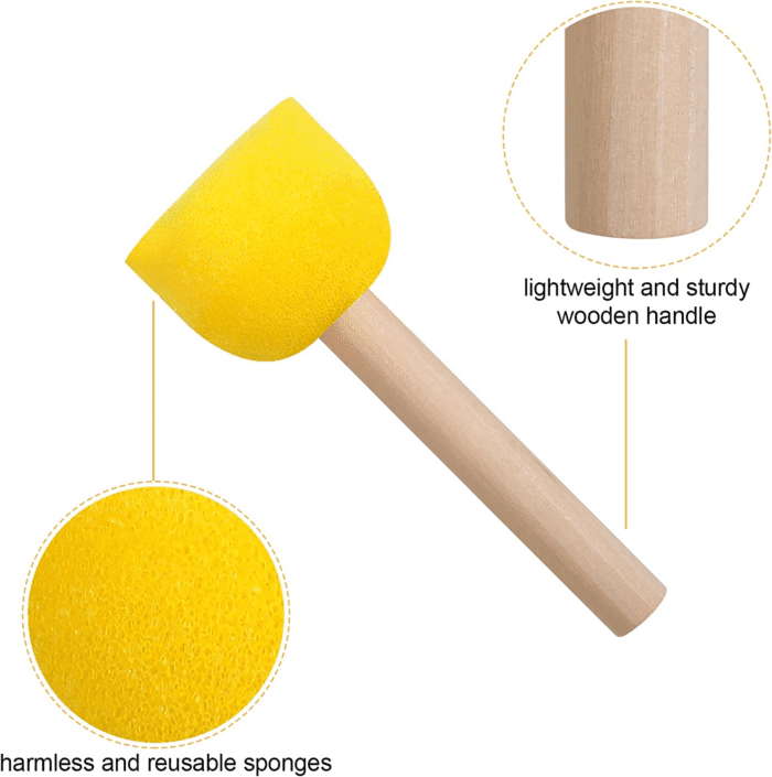 30 Pcs round Sponges Brush Set, round Sponge Brushes for Painting, Paint Sponges for Acrylic Painting, Painting Tools for Kids Arts and Crafts (4 Sizes) - Image 3