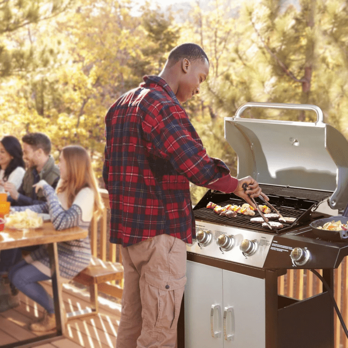 Gas Grill, BBQ 4-Burner Cabinet Style Grill Propane with Side Burner, Stainless Steel - Image 7