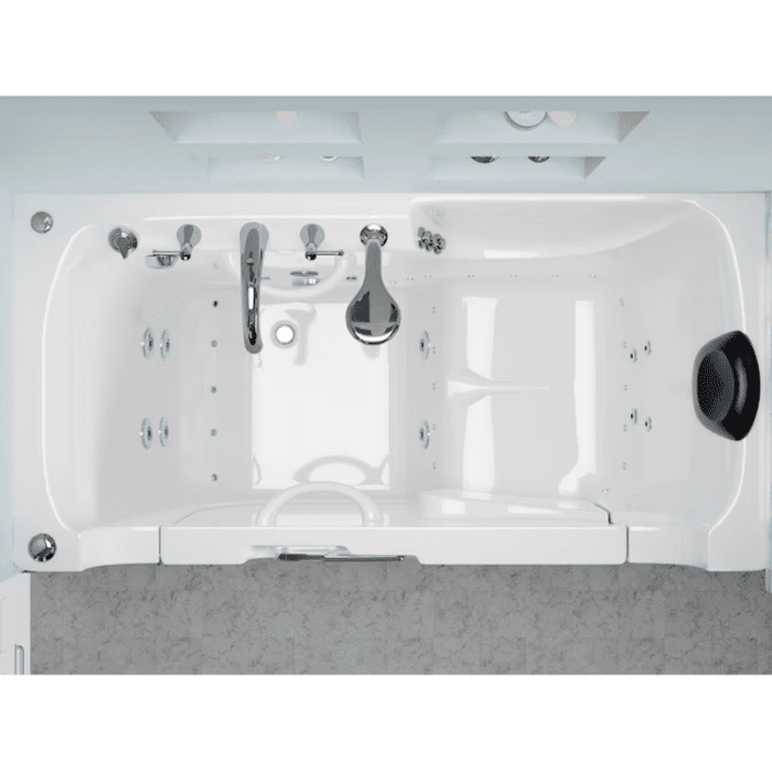 30-In X 60-In White Gel-Coated Fiberglass Walk-In Whirlpool and Air Bath Combination Tub with Faucet, Hand Shower and Drain (Left Drain) - Image 6