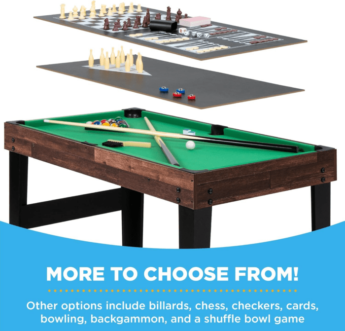 2X4Ft 10-In-1 Combo Game Table Set for Home, Game Room, Friends & Family W/Hockey, Foosball, Pool, Shuffleboard, Ping Pong, Chess, Checkers, Bowling, and Backgammon - Image 4