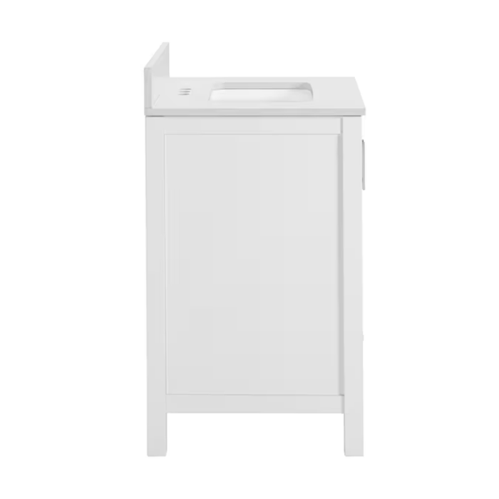 Crest Hill 24-In White Undermount Single Sink Bathroom Vanity with Engineered Carrara Marble Top - Image 15