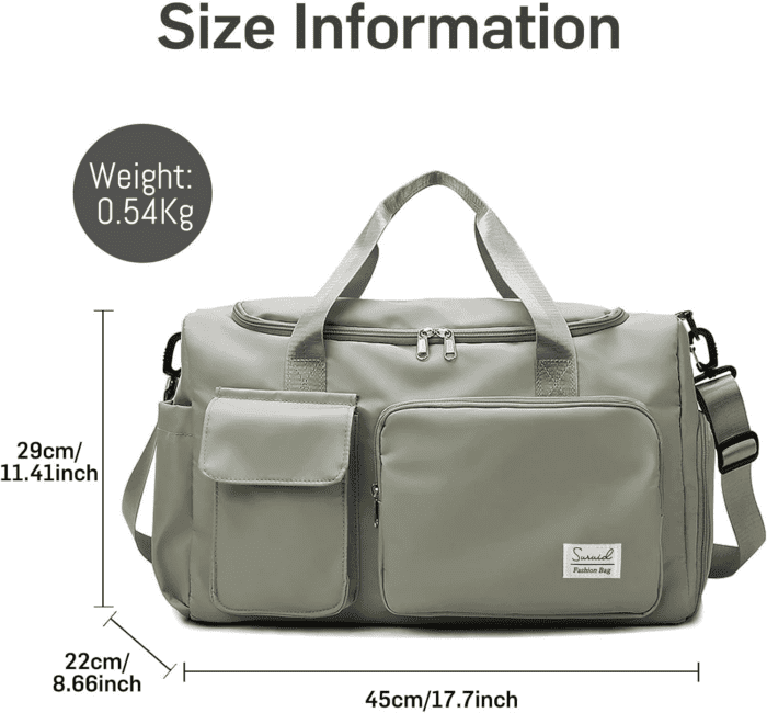 Sports Gym Bag with Shoes Compartment Travel Duffel Bag with Dry Wet Separated Pocket for Men and Women, Overnight Bag Weekender Bag Training Handbag Yoga Bag - Dark Gray - Image 2