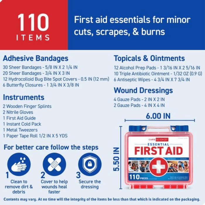 First Aid Kit, 110 Pieces | Professional Use for Travel, Work, School, Home, Car, Survival, Camping, Hiking, and More - Image 6