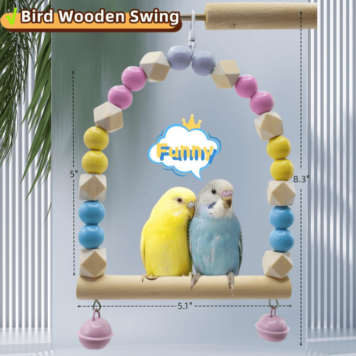 8 PCS Bird Cage Accessories Parakeet Toys Bird Supplies Parrot Perches Swings Platform for Cage Bird Cage Feeder for Parakeet,Cockatiels,Conures,Finches,Budgie,Macaws,Parrots,Love Bird and Small Birds - Image 3