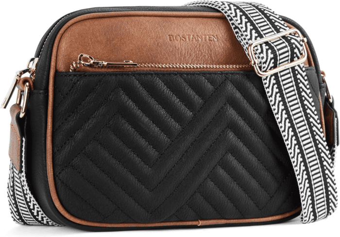 Quilted Crossbody Bags for Women Vegan Leather Purses Small Shoulder Handbags with Wide Strap