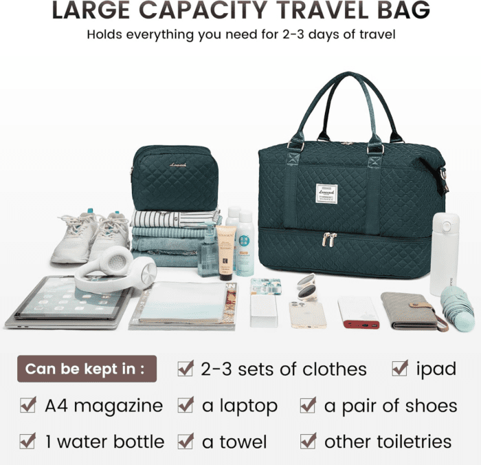 Travel Duffle Bag,Weekender Bags for Women with Shoe Compartment，Carry on Overnight Bag with Toiletry Bag,Gym Duffel Bag with Wet Pocket, Hospital Bags for Labor and Delivery - Image 5