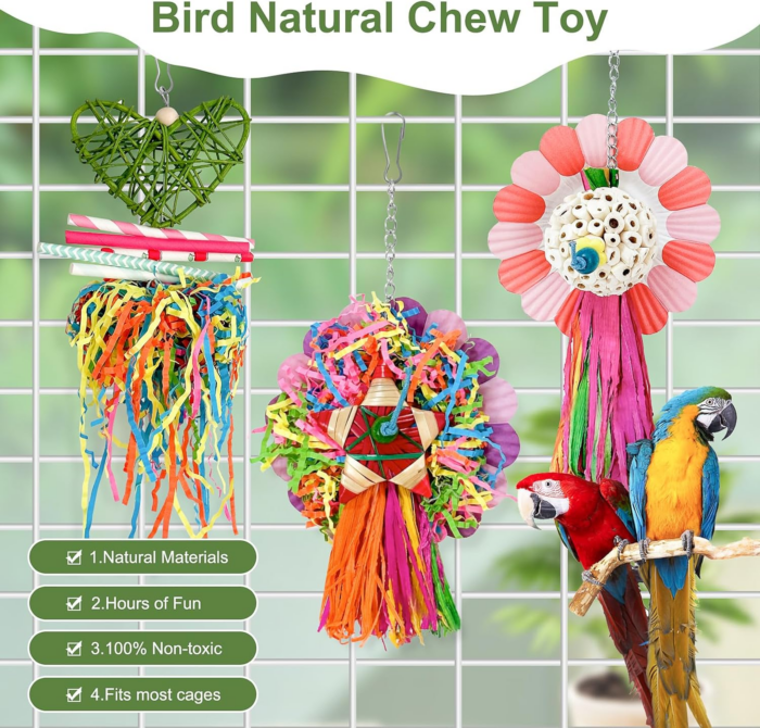 Bird Toys, 3PCS Natural Corn Cob Bird Chew Toys Bird Foraging Toys for Small Medium Parrots, Conures, Cockatiel, Lovebird Cockatiel - Image 5