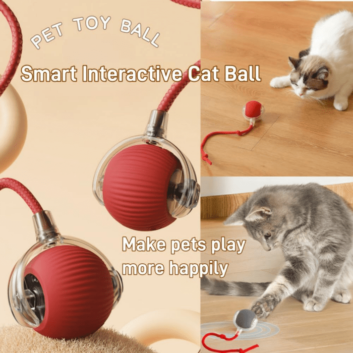 Interactive Cat Toys for Indoor Cats,2025 New Agility Move Cat Balls,Motion Activated Cat Balls, Cat Toys for Bored Indoor Cats（Red） - Image 2