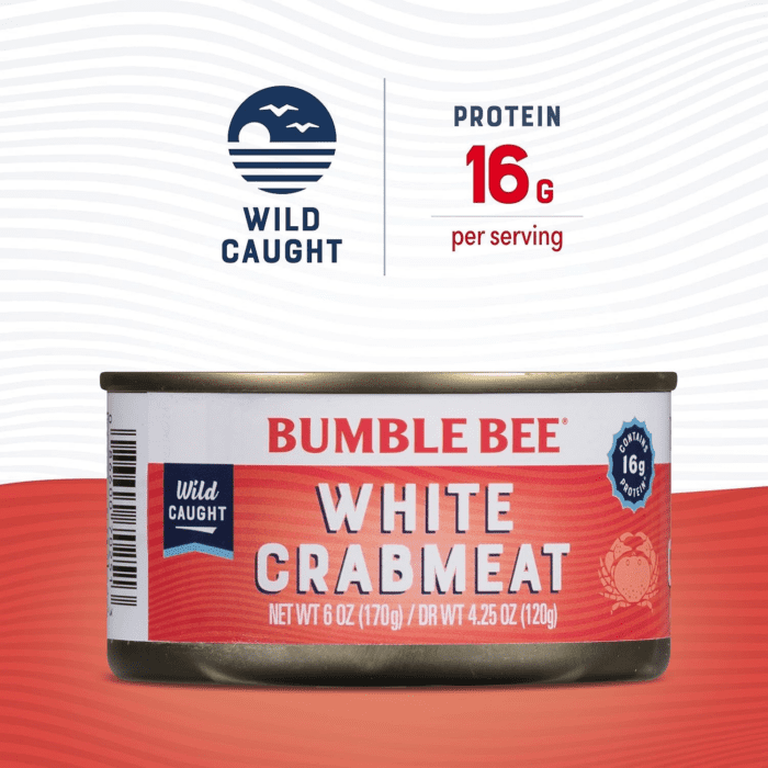 White Flake Crab Meat in Water, 6 Oz Can - 16G Protein & 1G Carb per Serving - Wild Caught, Flaky, Drain before Use, 6 Ounce (Pack of 1) - Image 2