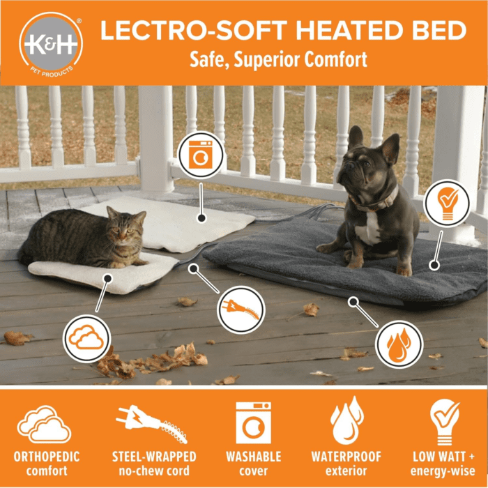 Lectro-Soft Outdoor Heated Dog and Cat Bed, Electric Thermostatically Controlled Orthopedic Pet Pad Tan Medium 19 X 24 Inches - Image 2