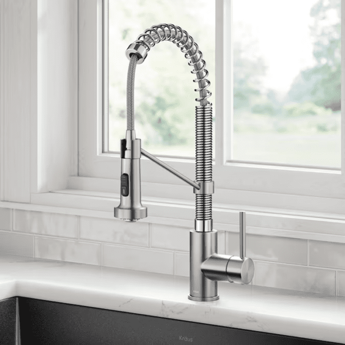 Bolden Spot-Free Stainless Steel Single Handle Pull-Down Kitchen Faucet with Sprayer (Deck Plate Included) - Image 26