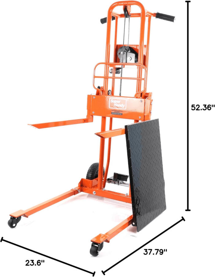 Material Lift Winch Stacker, Pallet Truck Dolly, Lift Table, Fork Lift, 330 Lbs 40" Max Lift W/ 8" Wheels, Swivel Casters [Patent Pending] - Image 8