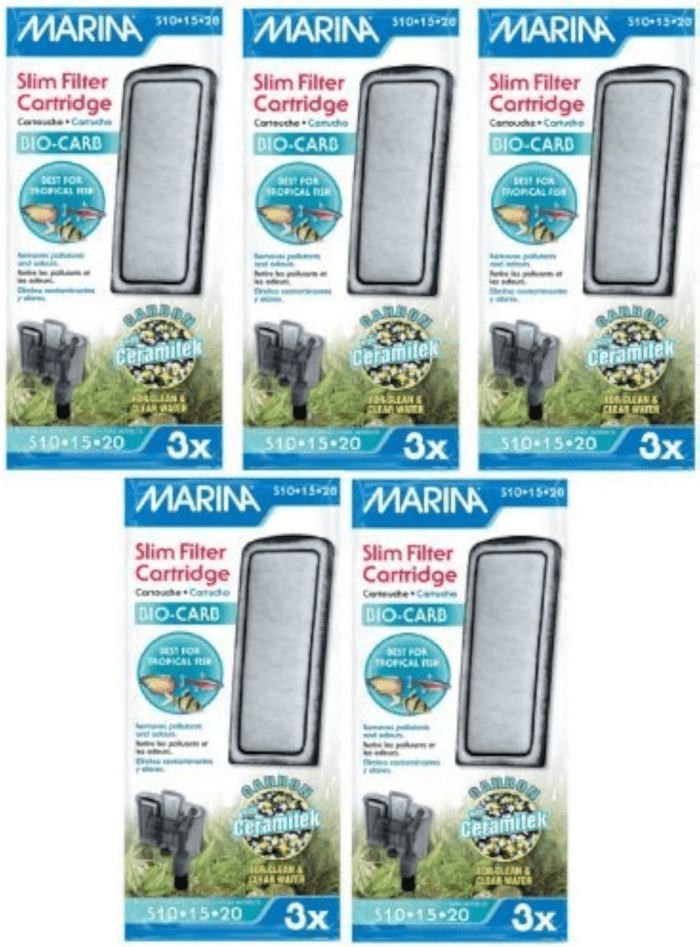 15-Pack Marina Slim Aquarium Water Filter with Carbon plus Ceramic Cartridge