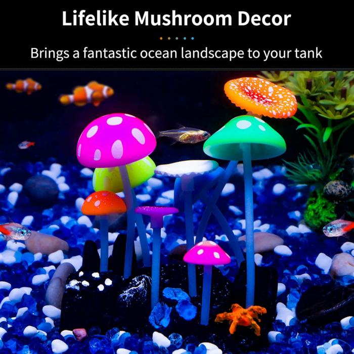 Glowing Effect Artificial Mushroom Aquarium Plant Decor Ornament Decoration for Fish Tank Landscape - Image 2