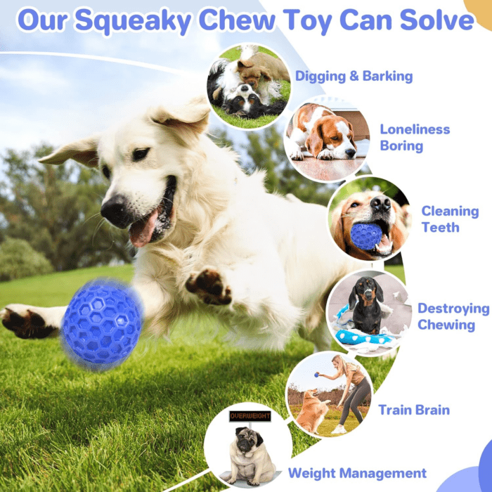 Indestructible Squeaky Dog Ball, Relieves Anxiety, Cleans Teeth, Interactive Chew Toy for Aggressive Chewers, Dog Toy for Large Breeds, Outdoor Waterproof - Image 5