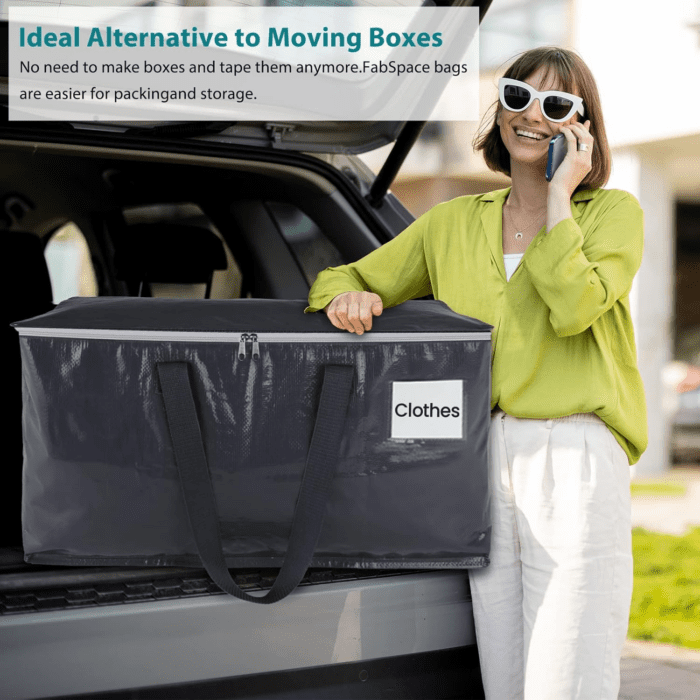 Moving Boxes Heavy Duty Moving Bags with Strong Zippers and Handles Collapsible Moving Supplies, Storage Totes for Packing & Moving Storing 93L,8-Pack - Image 5