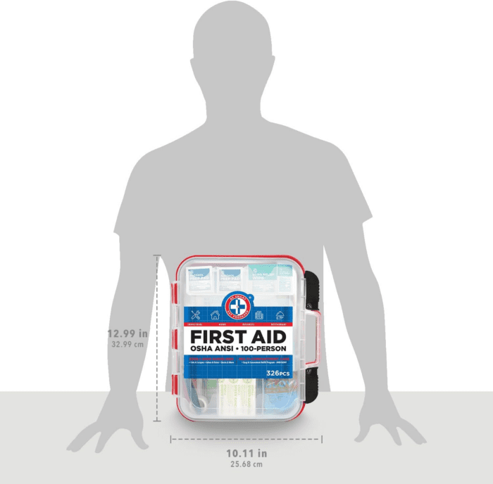 First Aid Kit Hard Red Case 326 Pieces Exceeds OSHA and ANSI Guidelines 100 People - Office, Home, Car, School, Emergency, Survival, Camping, Hunting and Sports (20HBC01015REV3) - Image 8