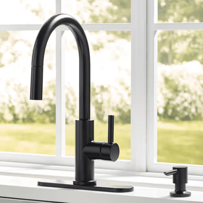 Harlow Spot Free Stainless Steel Single Handle Pull-Down Kitchen Faucet with Sprayer (Deck Plate and Soap Dispenser Included) - Image 19