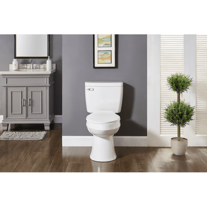 Pro White Elongated Chair Height 2-Piece Toilet 12-In Rough-In Watersense 1.28 GPF - Image 7