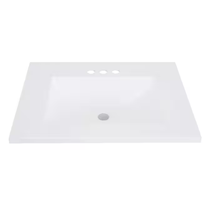 Kirkman 24-In White Single Sink Bathroom Vanity with White Cultured Marble Top (Mirror Included) - Image 12