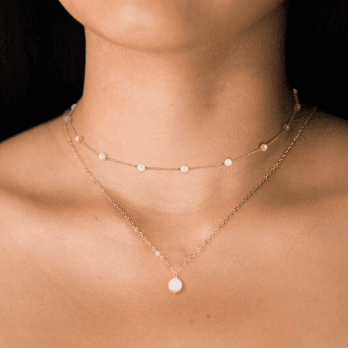 Gold Pearl Necklace for Women, 14K Gold Plated Layered Pearl Necklaces for Women Trendy Simple Herringbone Chain Pearl Necklace for Women Gold Jewelry Gifts - Image 3