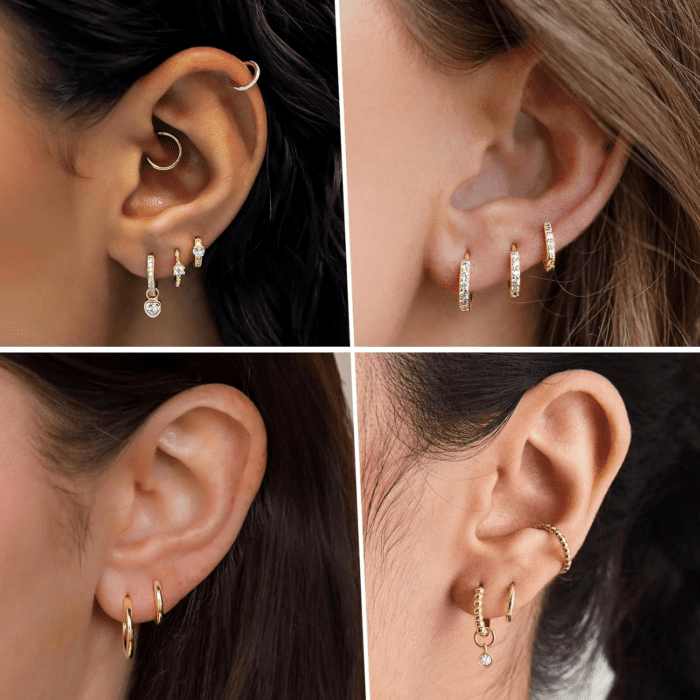 Small Gold Huggie Hoop Earrings Set for Women Men - Hypoallergenic 14K Gold Plated Stack Cartilage Earring, Earrings Sets for Multiple Piercing Lightweight Mini Thin Cute Dainty Trendy Clip on Jewelry - Image 7