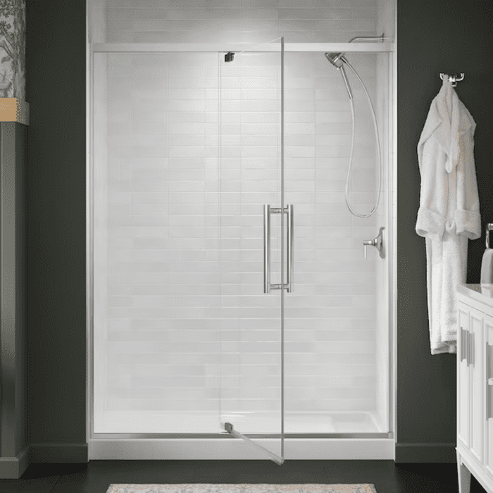 Premise Anodized Brushed Nickel 55-In to 60-In W X 76.06-In H Frameless Pivot Soft Close Shower Door - Image 16