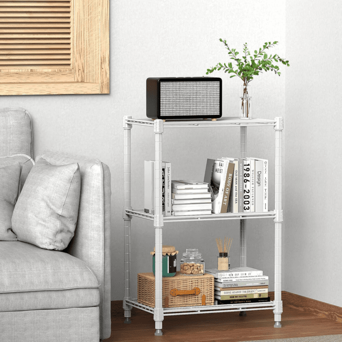 MZG 450 Lbs Wire Storage Shelving 3-Tier Utility Shelving Unit Steel Organizer Wire Rack for Home,Kitchen,Office,White (11.8" D X 17.7" W X 26.3" H) - Image 5