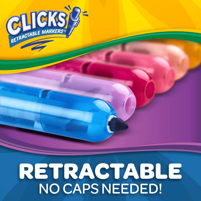 Clicks Retractable Markers (10Ct), Washable Markers for Kids, Click Markers, School Supplies for Kids, Gifts, Ages 5+ - Image 2