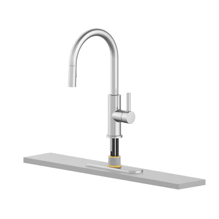 Harlow Spot Free Stainless Steel Single Handle Pull-Down Kitchen Faucet with Sprayer (Deck Plate and Soap Dispenser Included) - Image 5