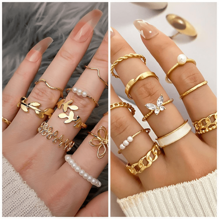 36 PCS Gold Plated Jewelry Set with 4 PCS Necklace, 11 PCS Bracelet, 7 PCS Ear Cuffs Earring, 14 Pcs Knuckle Rings for Women Girls Valentine Anniversary Birthday Friendship Gift - Image 4