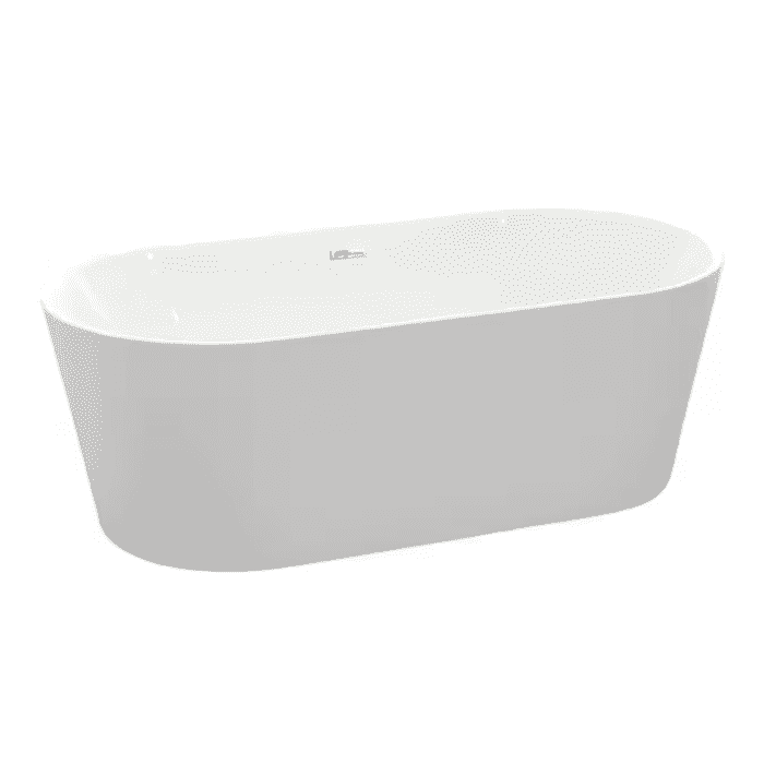 Chand Series 32-In X 67-In White Acrylic Oval Freestanding Soaking Bathtub with Drain (Center Drain) - Image 2