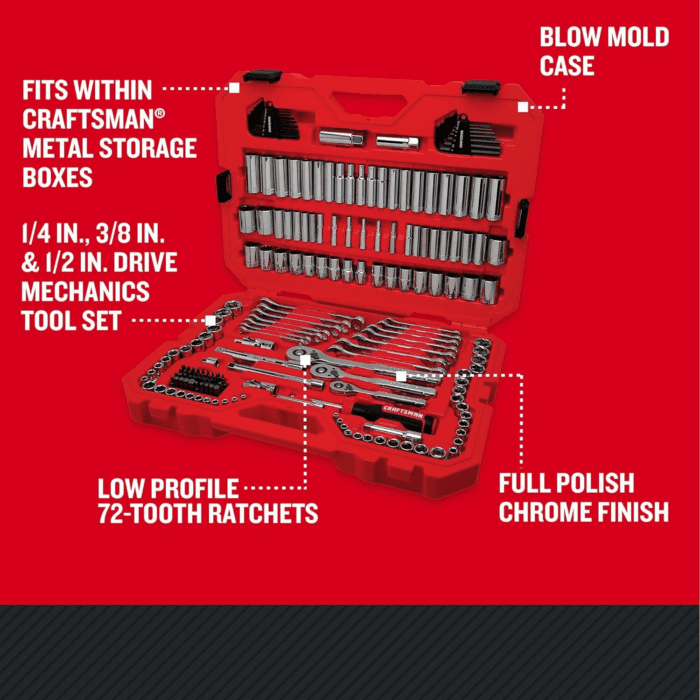 Mechanics Tool Set, 1/4 and 3/8 Inch Drive, 189 Piece (CMMT12134) - Image 2