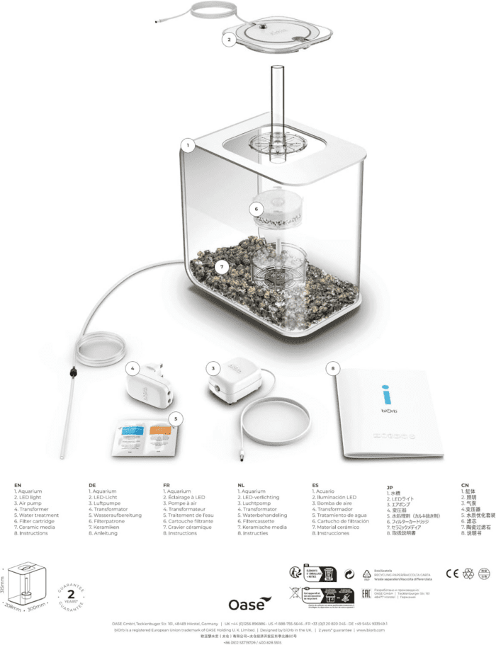 Flow 15 Acrylic 4-Gallon Aquarium with White LED Lights Modern Compact Tank for Tabletop or Desktop Display, Black - Image 8