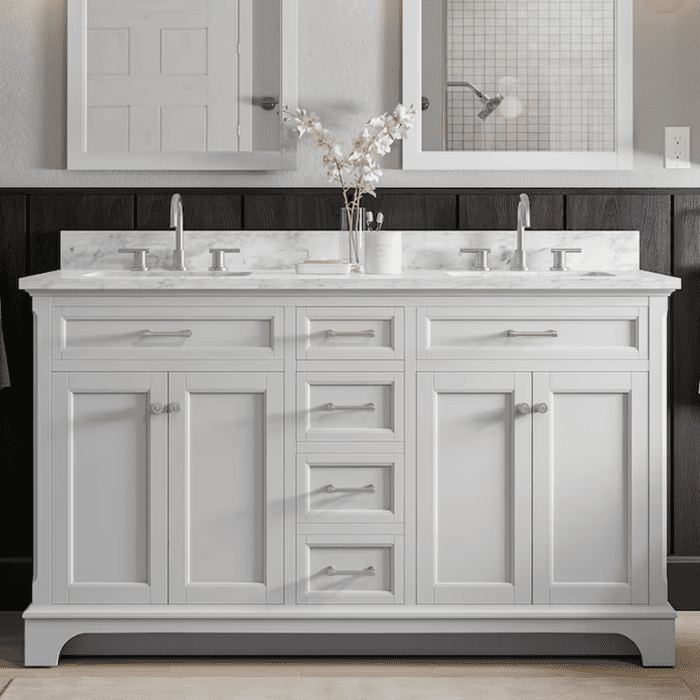 Roveland 36-In White Undermount Single Sink Bathroom Vanity with Carrara Natural Marble Top - Image 26